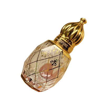 8ml Electroplating Carved Glass Roll On Bottles For Essential Oils Perfume Packing Golden Crown Cover