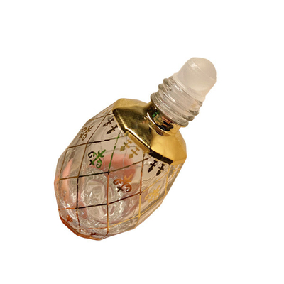 8ml Electroplating Carved Glass Roll On Bottles For Essential Oils Perfume Packing Golden Crown Cover