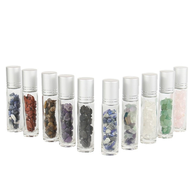 2ml Refillable Essential Oil Aluminum Cap Roll On Bottles Natural Jade Stone Roller Gemstone Roller Bottles