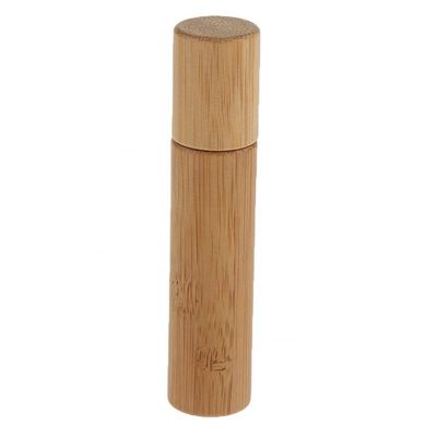 Luxury 10ML Roll On Essential Oil Bottle Bamboo Glass Roller With Bamboo Lid