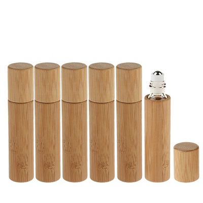 Luxury 10ML Roll On Essential Oil Bottle Bamboo Glass Roller With Bamboo Lid