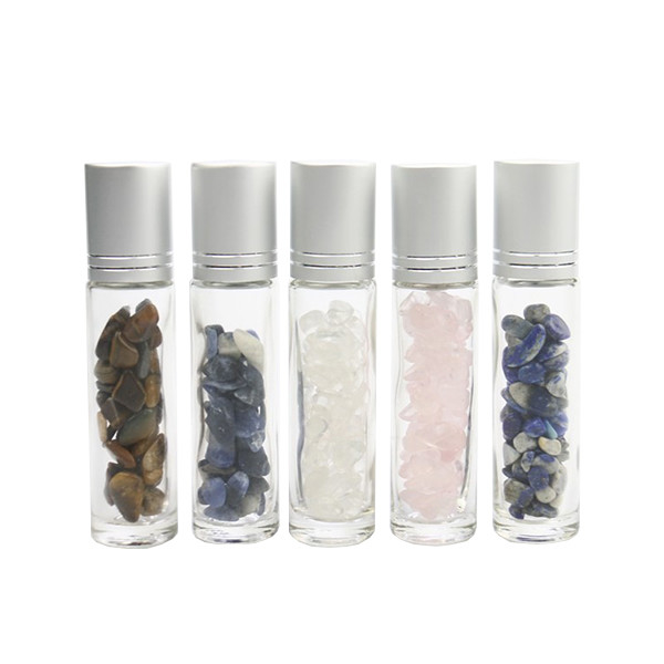 2ml Refillable Essential Oil Aluminum Cap Roll On Bottles Natural Jade Stone Roller Gemstone Roller Bottles