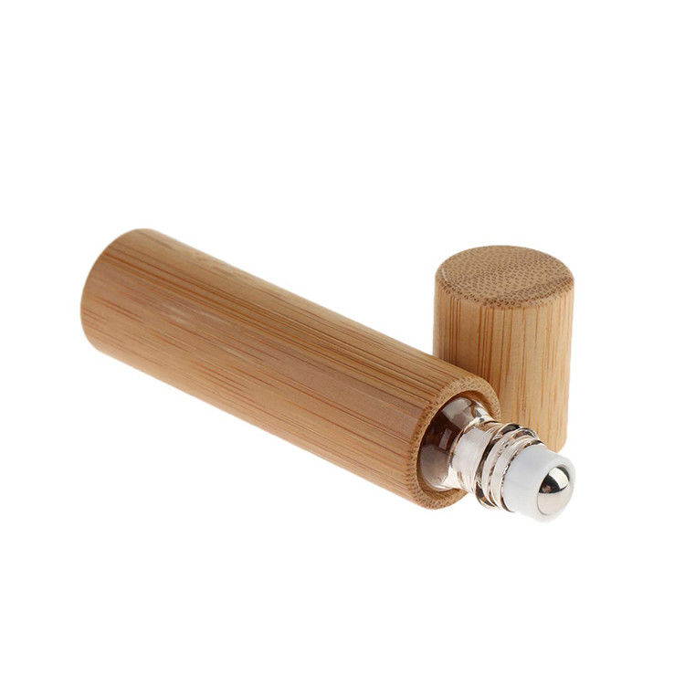 Luxury 10ML Roll On Essential Oil Bottle Bamboo Glass Roller With Bamboo Lid
