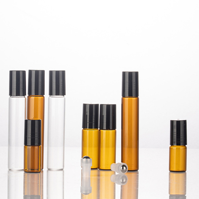 Frascos de rolo de perfume de vidro âmbar Premium de 3-10ml com bolas de rolo para óleos essenciais Inclui conjunto de frascos de rolo de 10 ml para viagens e uso diário