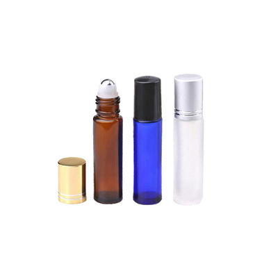 Frasco de Vidro Colorido Portátil Roll On 4ml 8ml 10ml Para Creme de Cuidados com a Pele Perfume Óleo Frascos Rollers Âmbar Azul Transparente Fosco